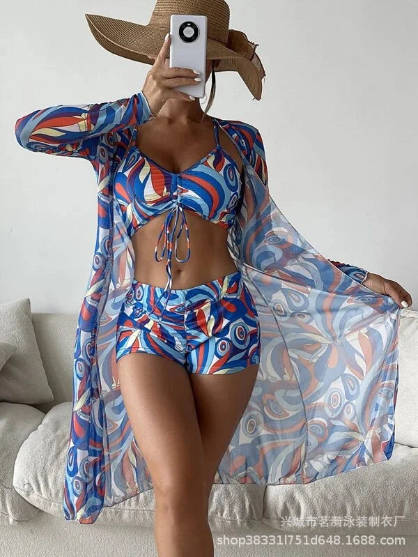 3 Piece Summer Print Swimsuits Tankini Sets Swimwear Beach Wear Bathing Suits Pool Women's Swimming Suit - The Clothing Company Sydney