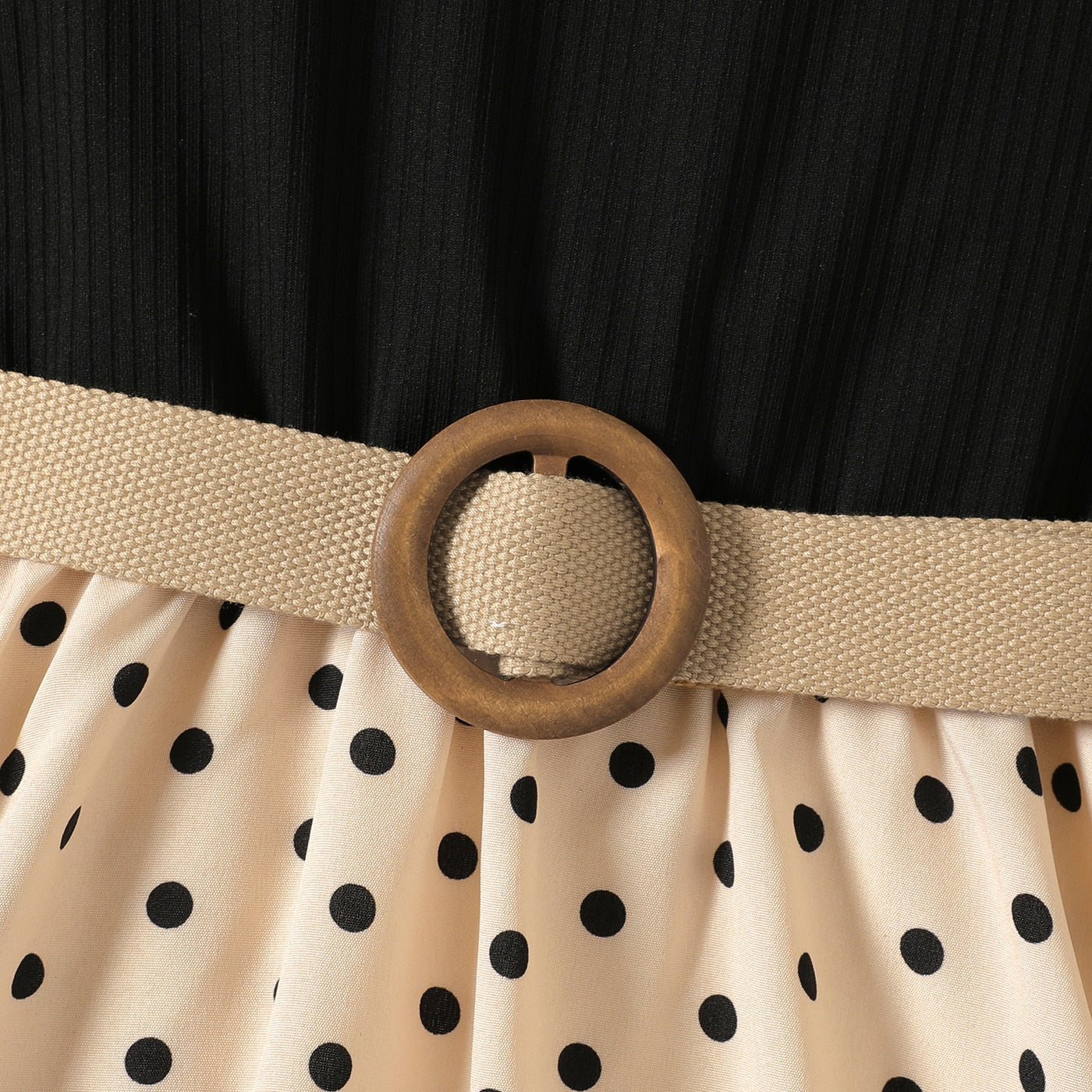 2 Piece Girl Dresses Kids Clothes Girl Polka Dots Ribbed Girls Splice Sleeveless Dress & Belt The Clothing Company Sydney