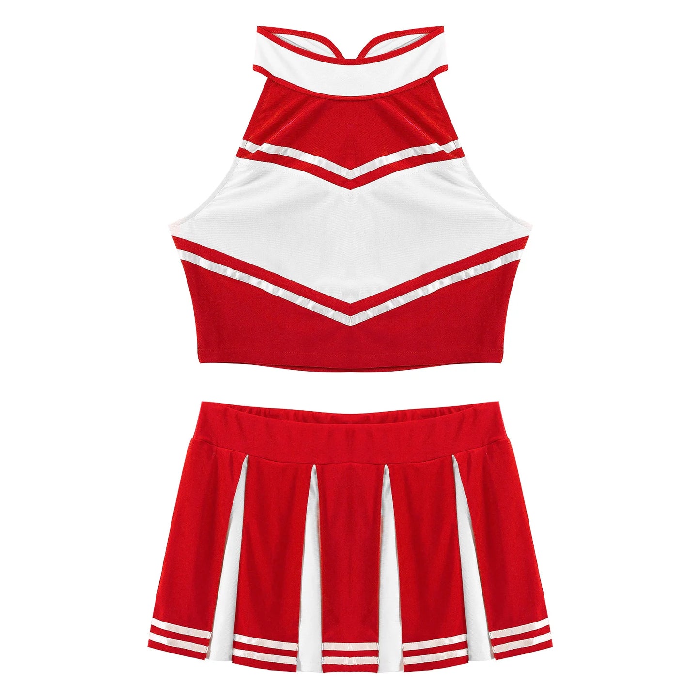 2 Piece Cheerleader Costume Women Adult Cheerleading Uniform Dancing Outfit Sleeveless Crop Top with Mini Pleated Skirt The Clothing Company Sydney