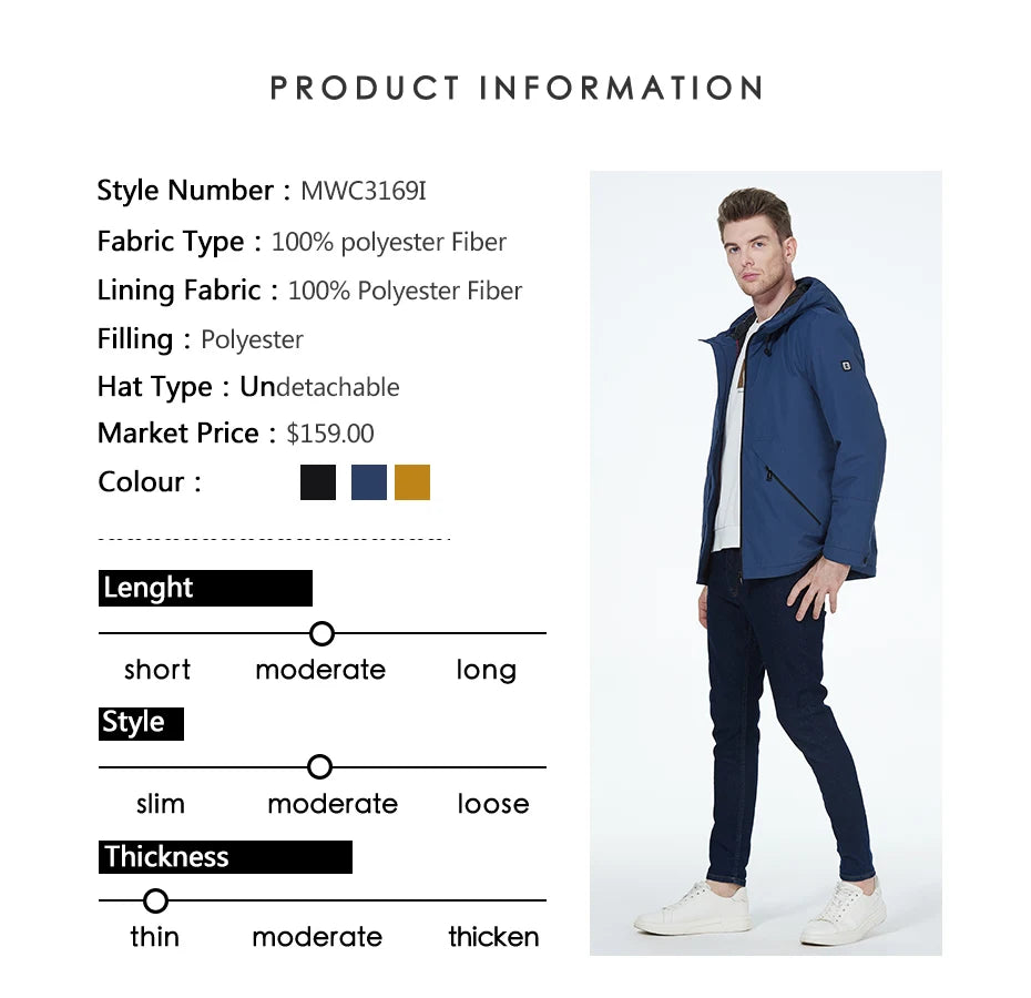 Men's Lightweight Cotton Jacket Casual Trend Coat Male Windbreaker Coat hooded Jacket - The Clothing Company Sydney