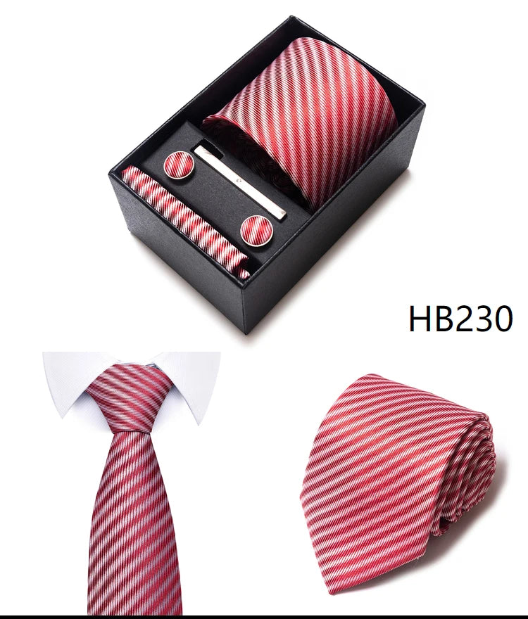 4 Piece Tie Handkerchief Cufflink Set For Men Necktie Holiday Gift Box Blue Gold Suit Accessories Slim Wedding Set The Clothing Company Sydney