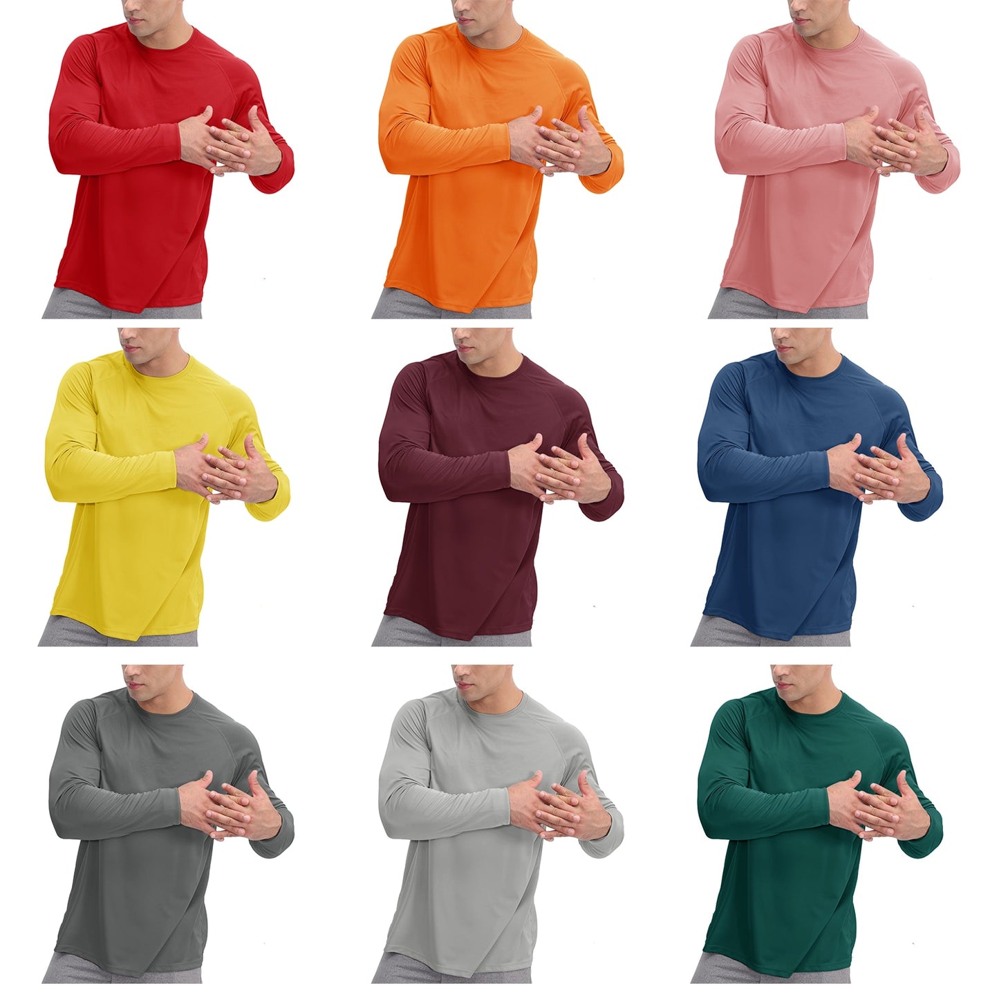Sun Protection T-shirts Summer UPF 50+ Men's Long Sleeve Quick Dry Athlectic Sports Hiking Performance T-shirts Tee Tops The Clothing Company Sydney