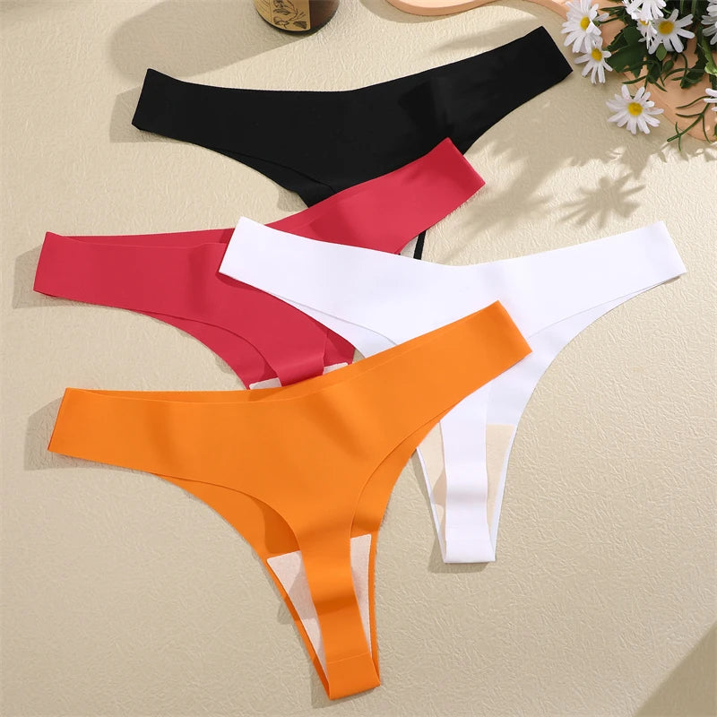 3 Pack Women Ice Silk Seamless Underpants Panties V-Waist Sport Thongs Low Rise Breathable G-string Underwear - The Clothing Company Sydney