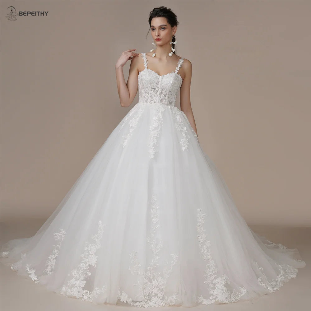 Princess Strapless Ivory Glitter Wedding Dresses Court Train Bride 3D Flower Romantic Shinny Bridal Gown The Clothing Company Sydney