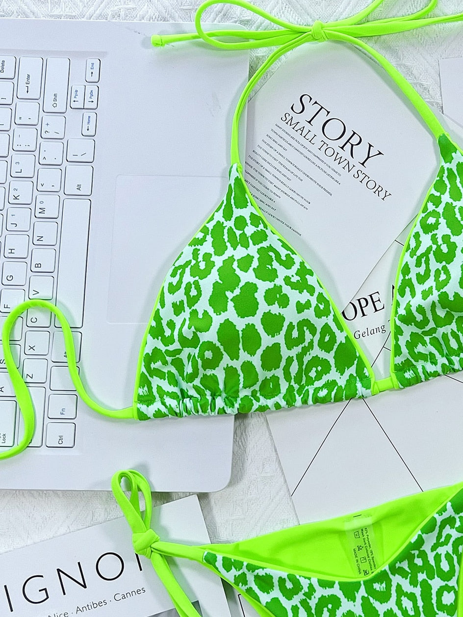 2 Piece Leopard Micro Bikini Swimsuit Swimwear Thong Bikinis Sets Brazilian Halter Beach Wear Bathing Suits The Clothing Company Sydney