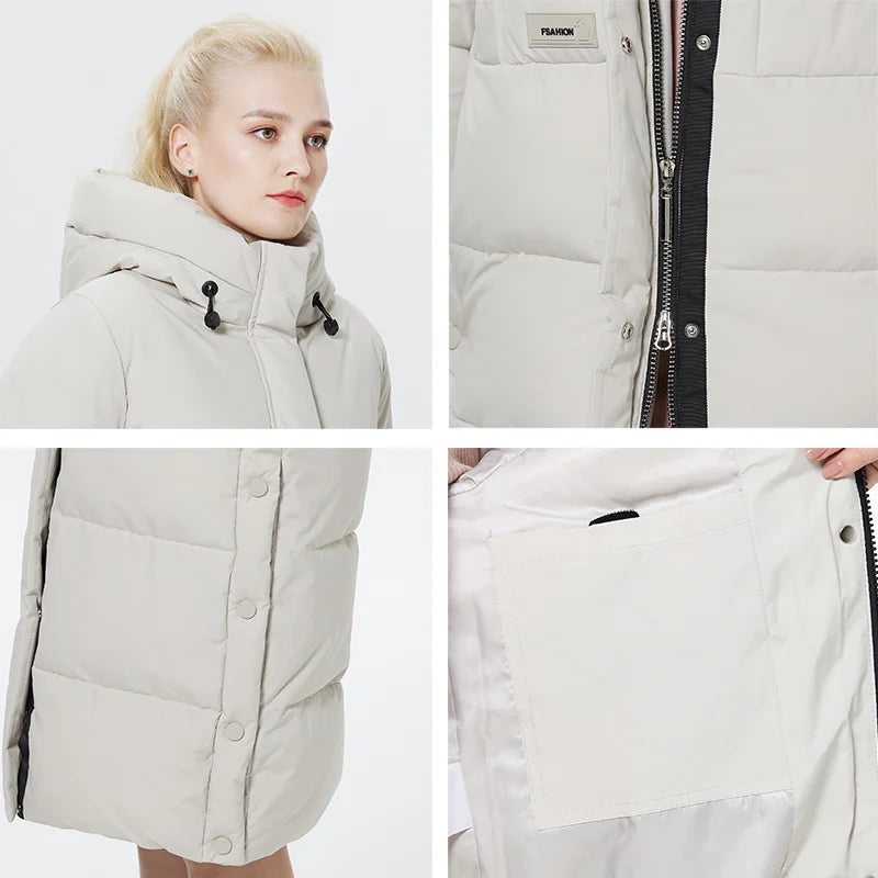 Women's Outwear Parka Super Long Warm And Windproof Zipper Cotton Coat Winter Jackets - The Clothing Company Sydney