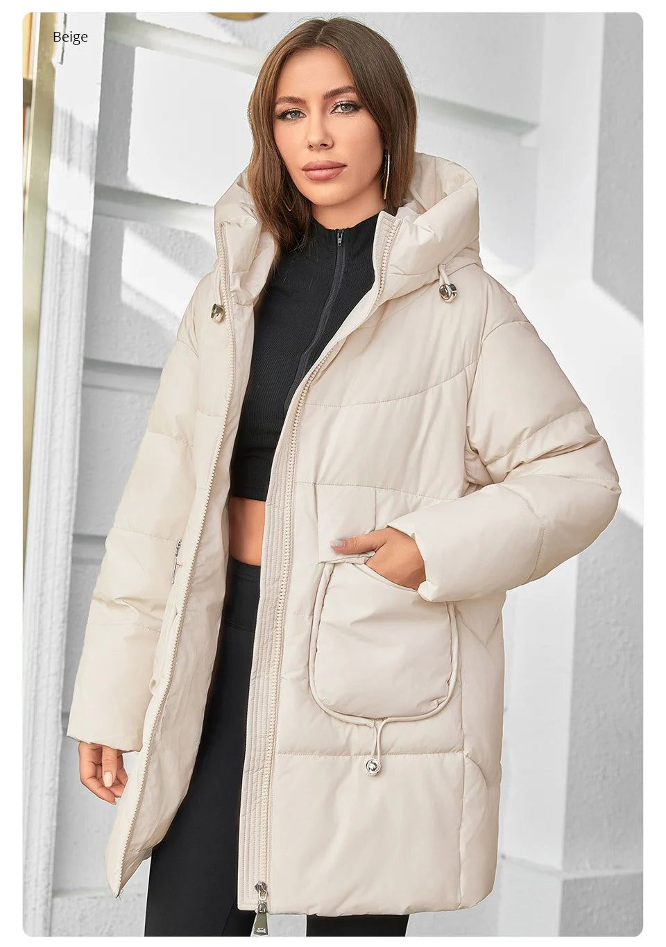 Hooded Parkas Women's Plus Size Casual Hooded Pocket Women Down Jacket Coat Outwear - The Clothing Company Sydney