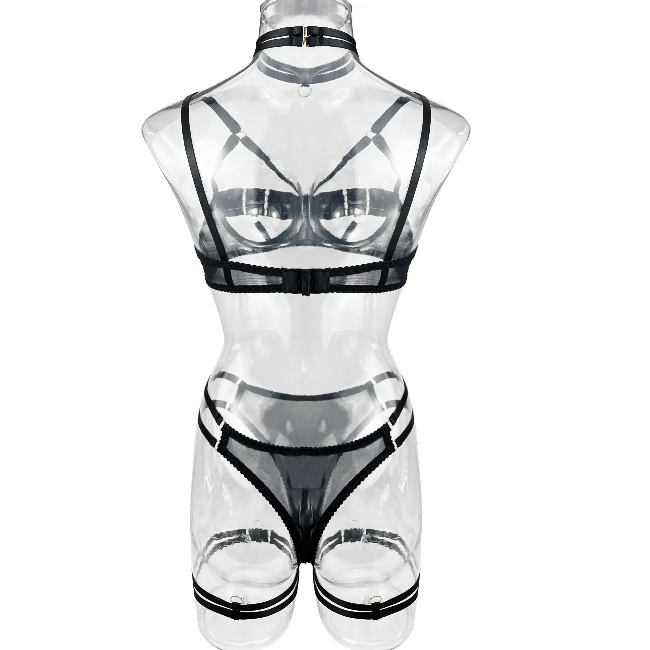 5-Piece Costume Hollow Underwear Sensual Open Bra Outfits Lingerie Set - The Clothing Company Sydney