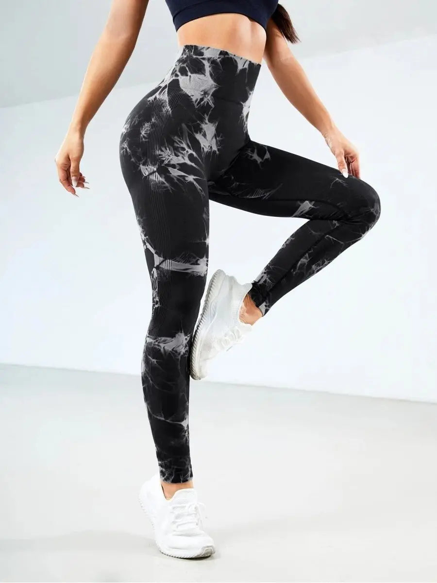 Seamless Tie Dye Bleach Sport Leggings Women Push Up Elastic Yoga Pants Fitness Gym Workout Tights Running Leggings The Clothing Company Sydney