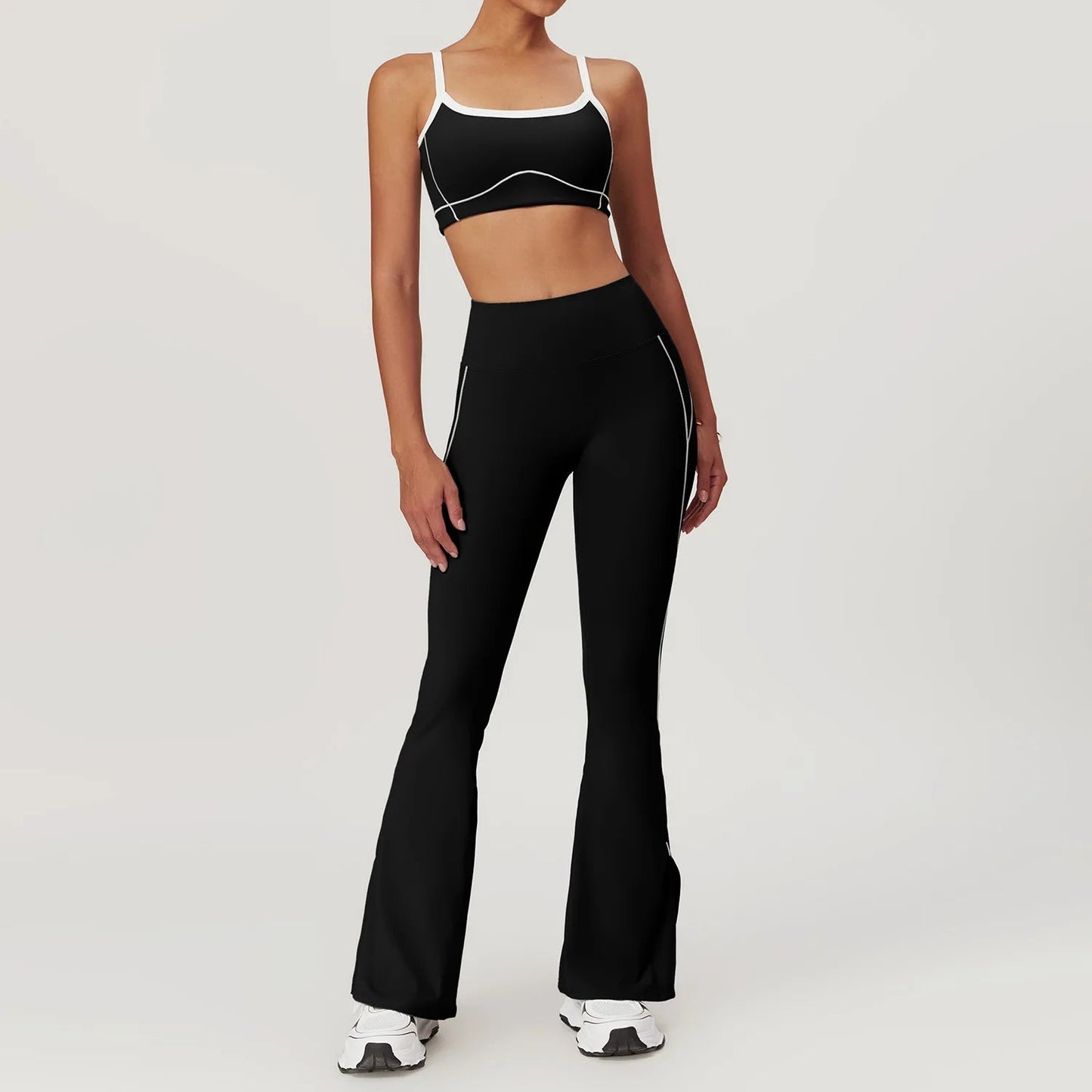 2 Piece Yoga Set Women Sport Bra Gym Workout Legging High Waist Wide Flare Pant Fitness Sports Shorts Active Wear Suit The Clothing Company Sydney
