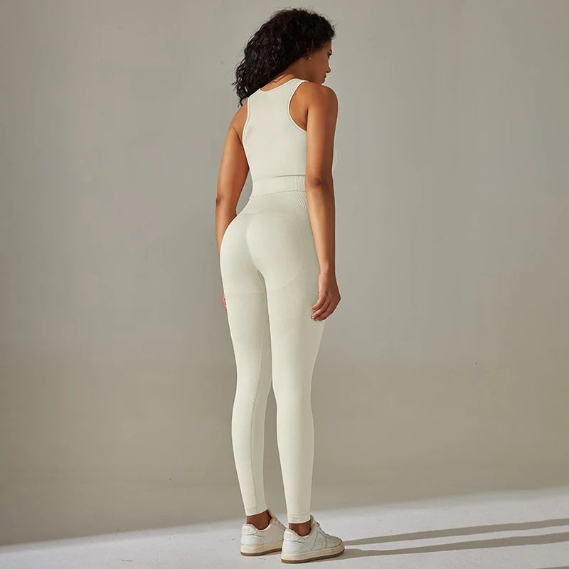 2 Piece Nylon Tracksuits Women's Yoga Set Sports Suit Sports Vest Gym Leggings Suit Seamless Workout Clothes Gymwear - The Clothing Company Sydney