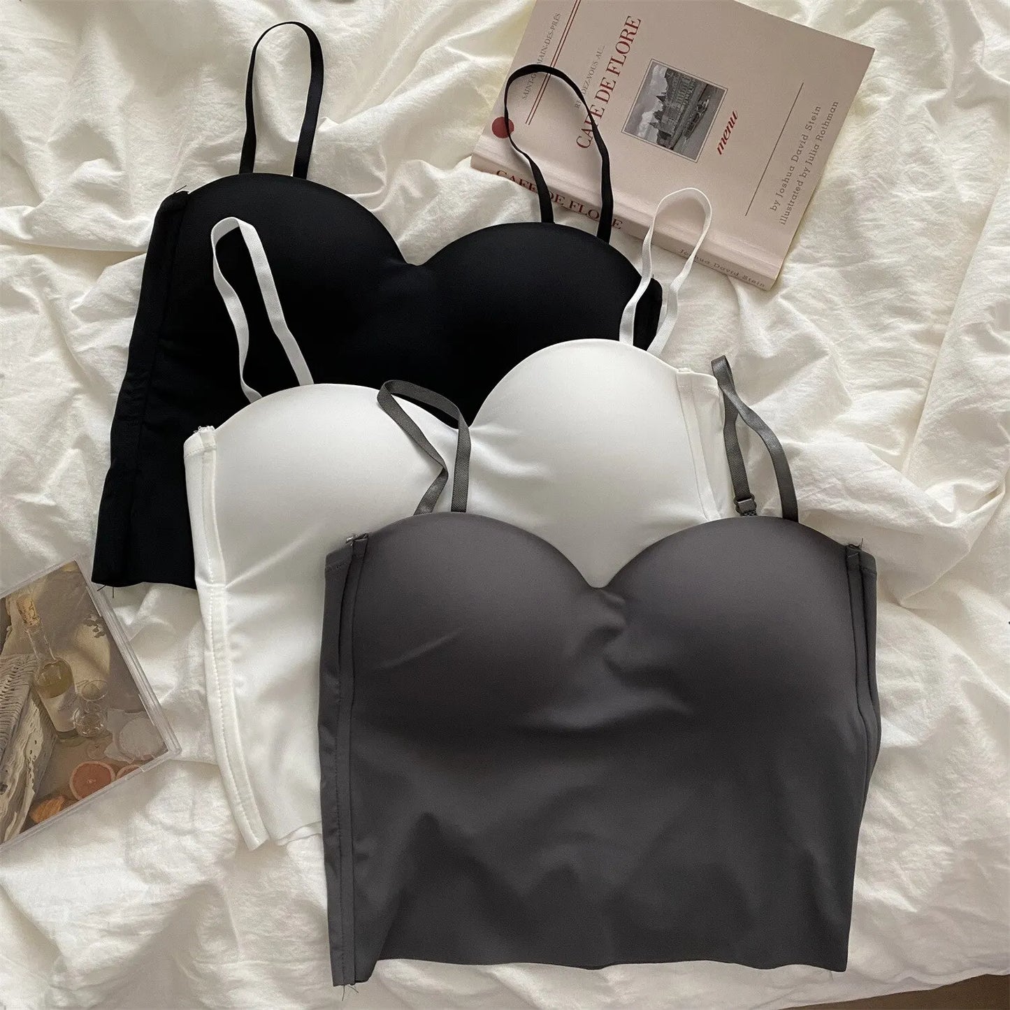 Women's Thin Section Double Straps Solid Colour Suspenders Inside Sports Vest Outer Wear Bra Top The Clothing Company Sydney