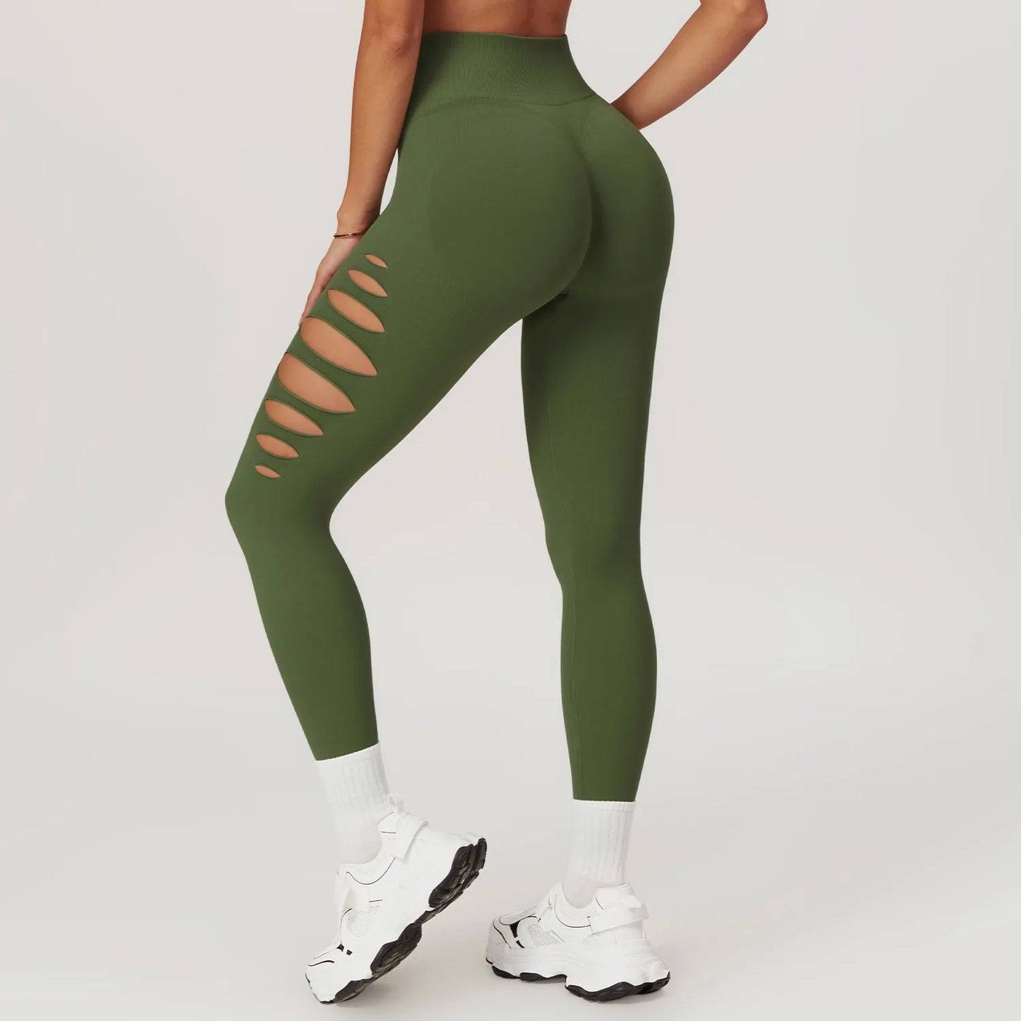 Seamless High-Waist Yoga Leggings – Hollow-Out Push-Up Workout Tights for Women - The Clothing Company Sydney
