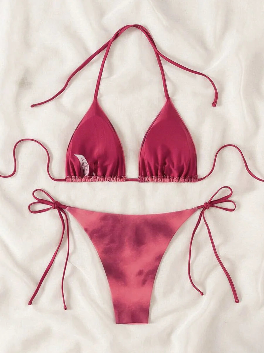 Tie Dye Mini Micro String Bikini Women Swimwear Swimsuit Two Piece Bikini Set Halter Bathing Suit The Clothing Company Sydney