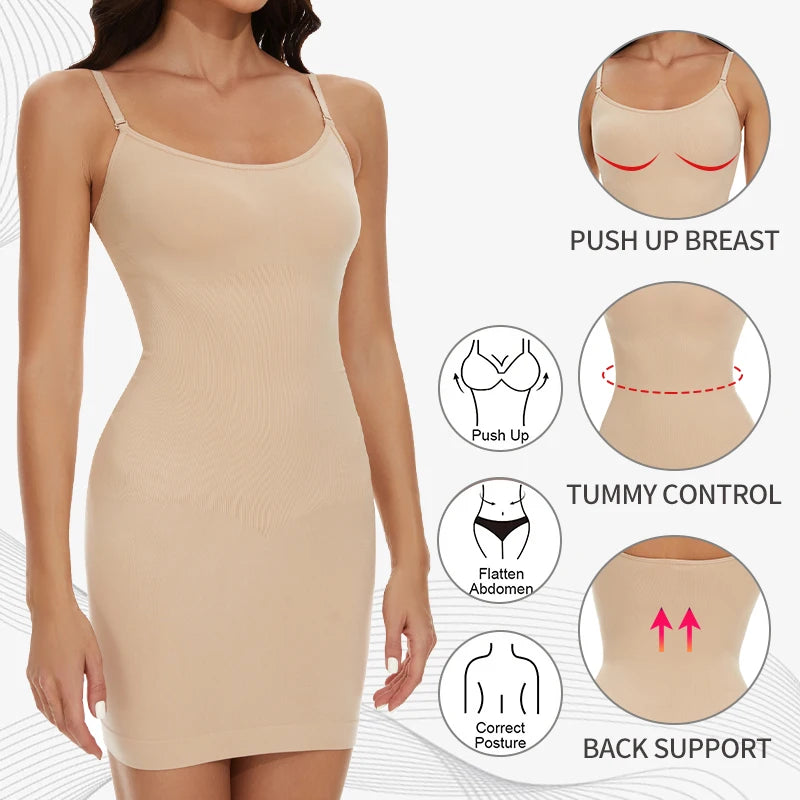 Seamless Shapewear Control Slips for Under Dresses Women Body Shaper Cami Slip - The Clothing Company Sydney