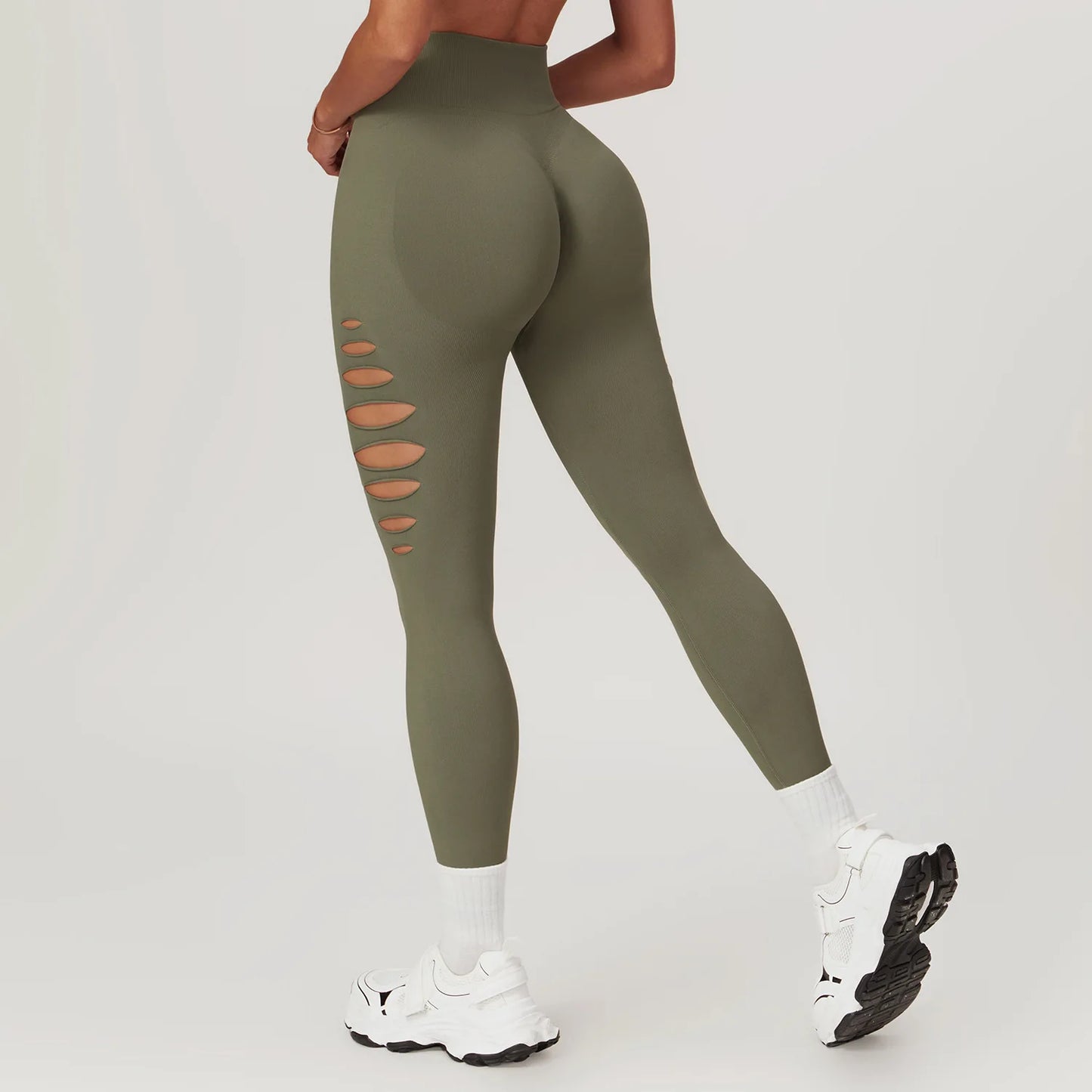 Seamless High-Waist Yoga Leggings – Hollow-Out Push-Up Workout Tights for Women - The Clothing Company Sydney