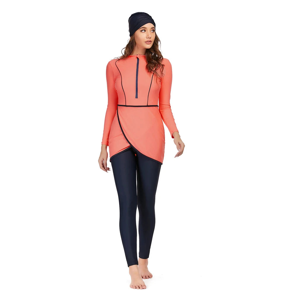 3 Piece Long Sleeve solid black Full Body Swimwear Women's Swimsuit The Clothing Company Sydney