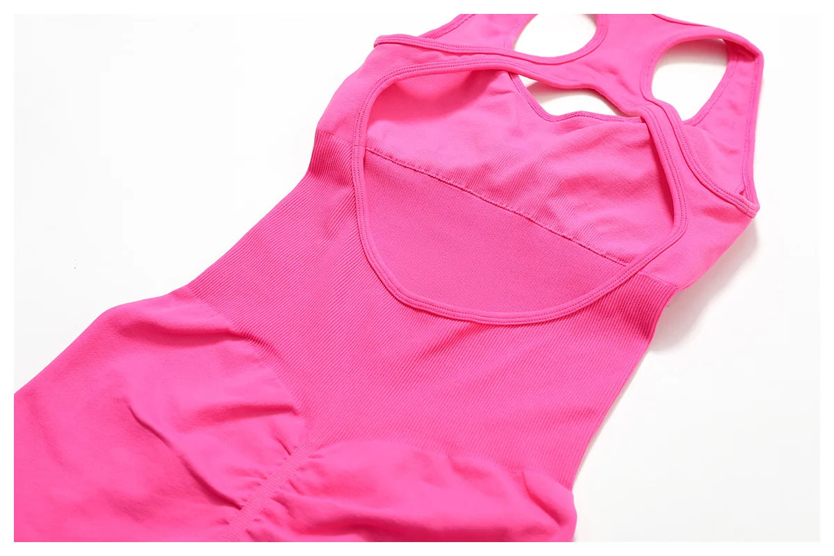 Seamless Gym Sport Jumpsuit Women Sportswear Hollow Backless Scrunch Fitness Overalls Push Up One Pieces Outfit Yoga Wear The Clothing Company Sydney