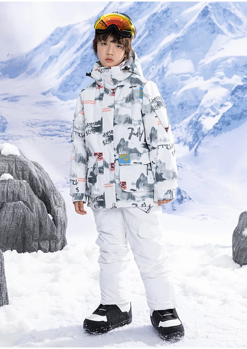 Children's Snow Suit Outfit Wear Outdoor Waterproof Windproof Warm Costume Winter Snowboarding Ski Jacket and Strap Pant Boys and Girls The Clothing Company Sydney