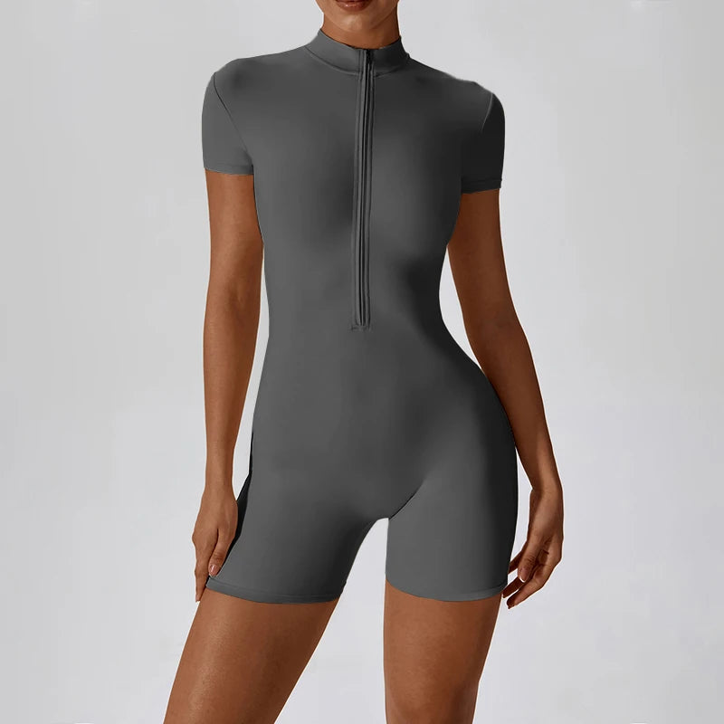 Summer Zipper Workout Jumpsuit Sports Overalls Women Gym Clothing Running Fitness Suits Gym Tracksuit Short Sportswear Yoga Set The Clothing Company Sydney