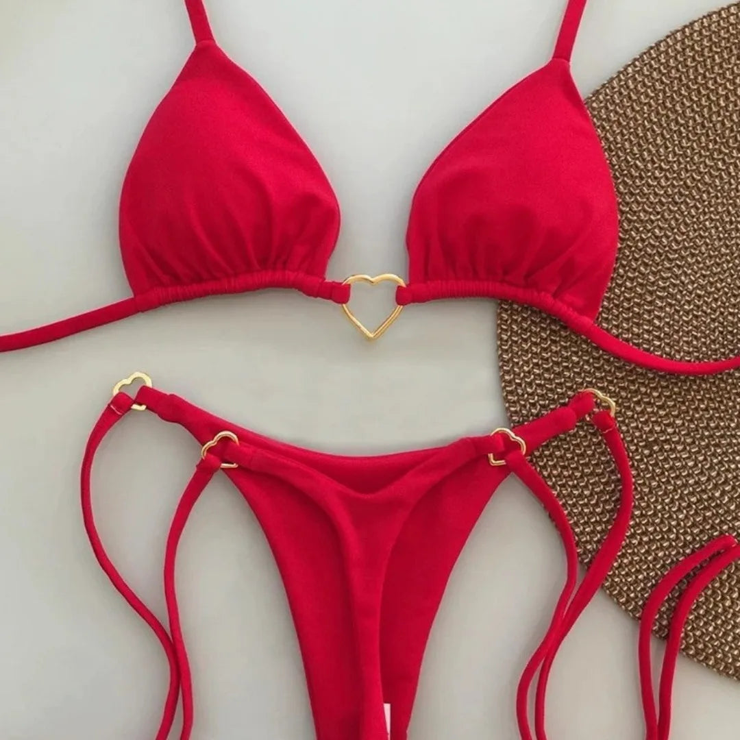 Women's White Bikini Low Waist Lace-up Swimsuit Two-piece Set Swimwear - The Clothing Company Sydney