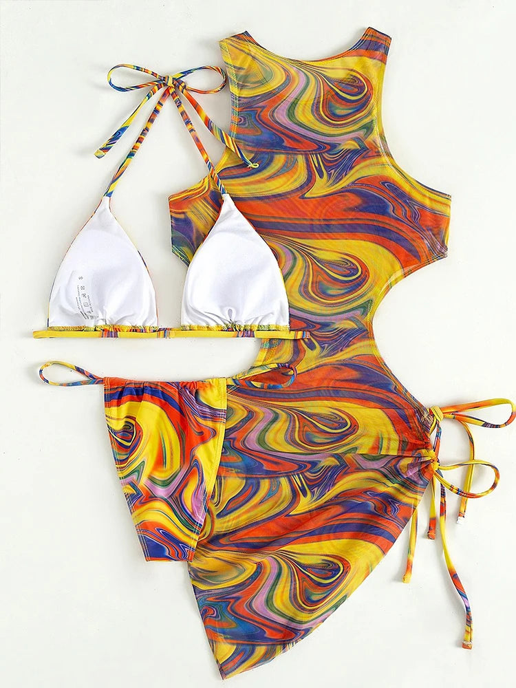 Fruit print one piece swimsuit women Bandeau swimwear female Vintage monokini Sports bathing suit beach wear The Clothing Company Sydney