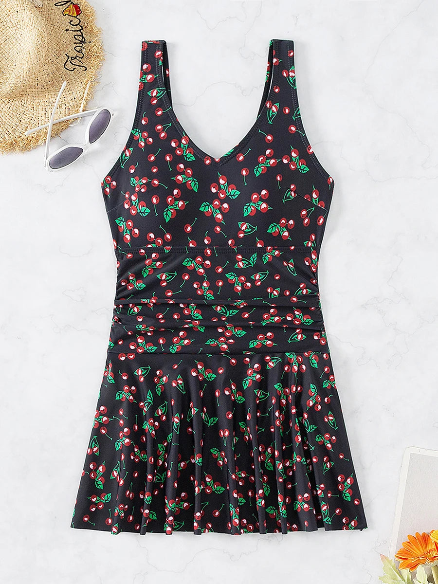 Printed Womens One Piece Swim Dress Padded Swimwear Bathers SwimSuit Beachwear The Clothing Company Sydney