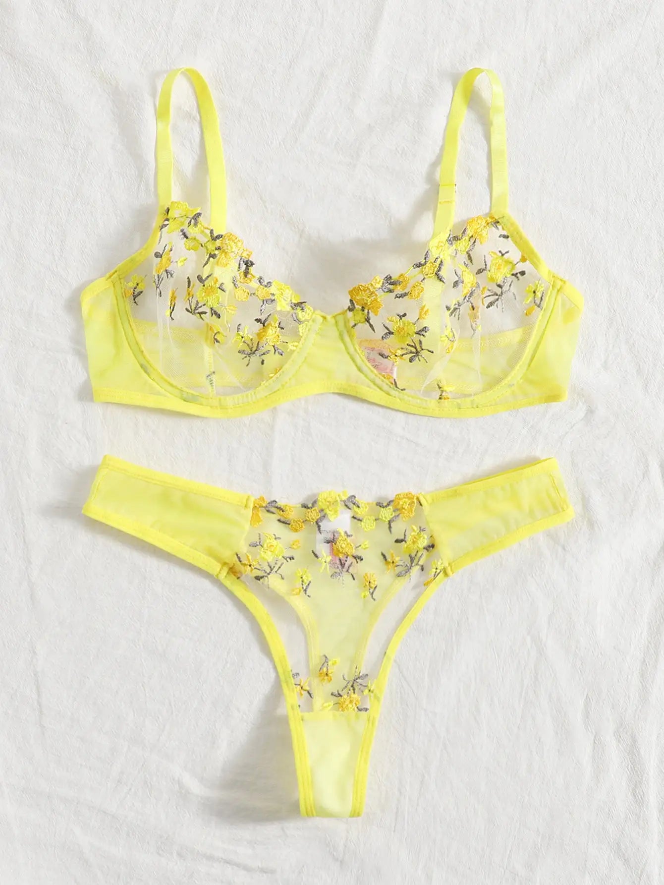 Lace Transparent Underwear Fairy Embroidery Brief Sets Delicate Bra Kit Push Up Bra Lingerie Set - The Clothing Company Sydney