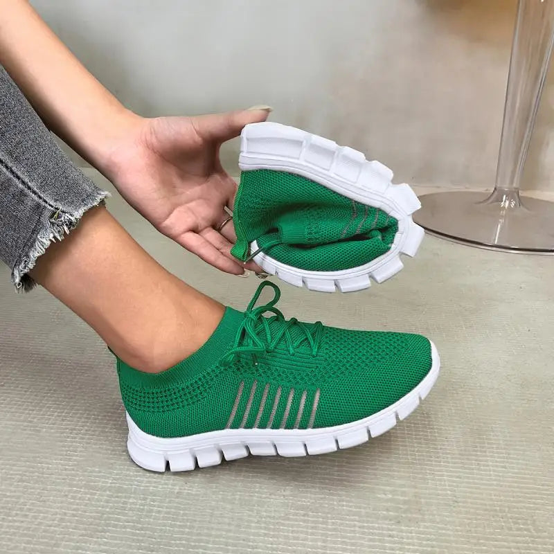 Mesh Breathable Soft Sole Sneakers Lightweight Non-Slip Running Walking Casual Lace Up Flats Shoes - The Clothing Company Sydney