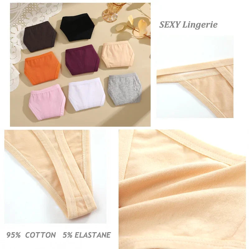 5 Pack Women's Cotton Panties Underwear Low Waist G-String Thongs Breathable Lingerie Set The Clothing Company Sydney