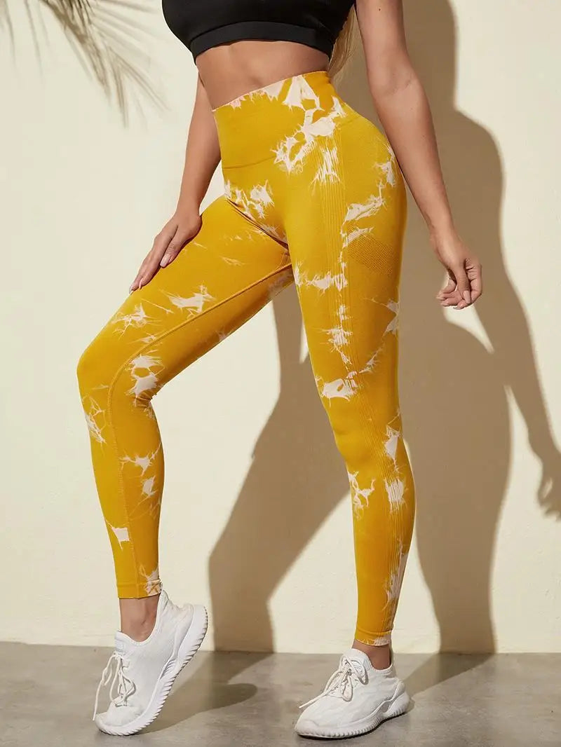 Hip Lifting Seamless Fitness Gym Leggings Tie-Dye Yoga Pants Women's Exercise Tights High Waist Workout Pants The Clothing Company Sydney