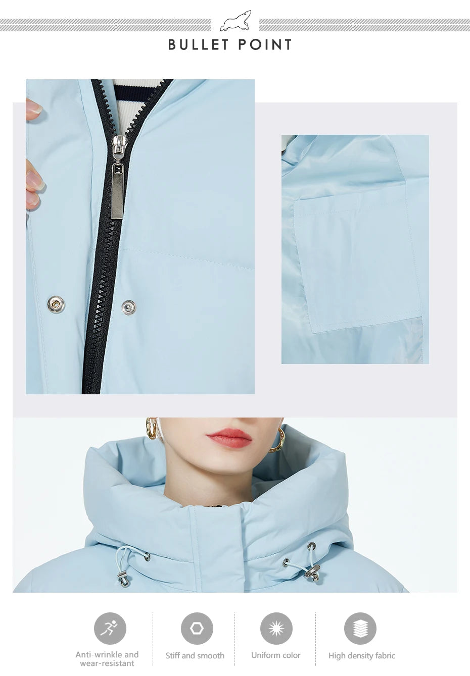 Women's Winter Jacket Warm Thicken Short Outwear Windproof Coat Long Sleeve Zipper Parka with Hood The Clothing Company Sydney