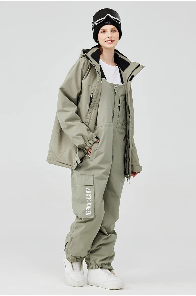 2 Piece Ski Sets for Women Ski Jackets and Pants Men Snowsuit Snowboard Coat Outfits Warm Hooded Waterproof Windproof Matching Set - The Clothing Company Sydney