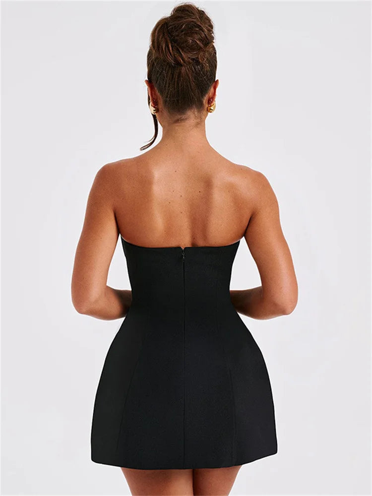 White Backless Patchwork Fashion Summer Elegant Party Mini Dress - The Clothing Company Sydney