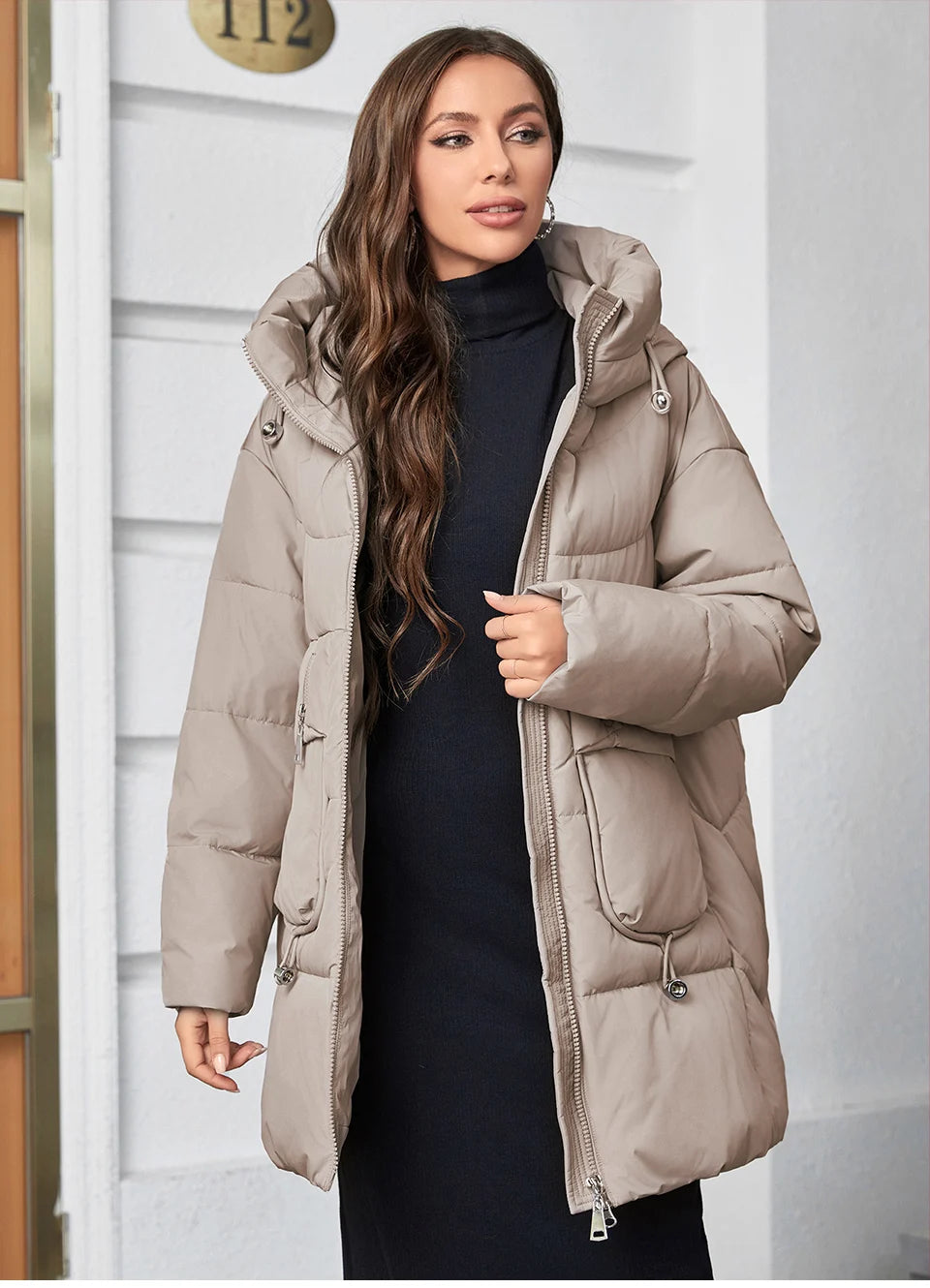 Hooded Parkas Women's Plus Size Casual Hooded Pocket Women Down Jacket Coat Outwear - The Clothing Company Sydney