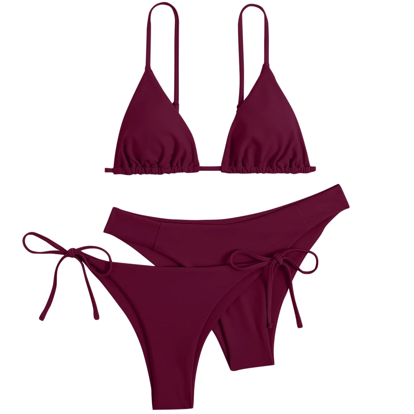 3 Piece Bikini Set Women Solid Blue Purple Push Up Bandage Triangle Swimsuit Brazilian Beach Bathing Suit Swimwear - The Clothing Company Sydney