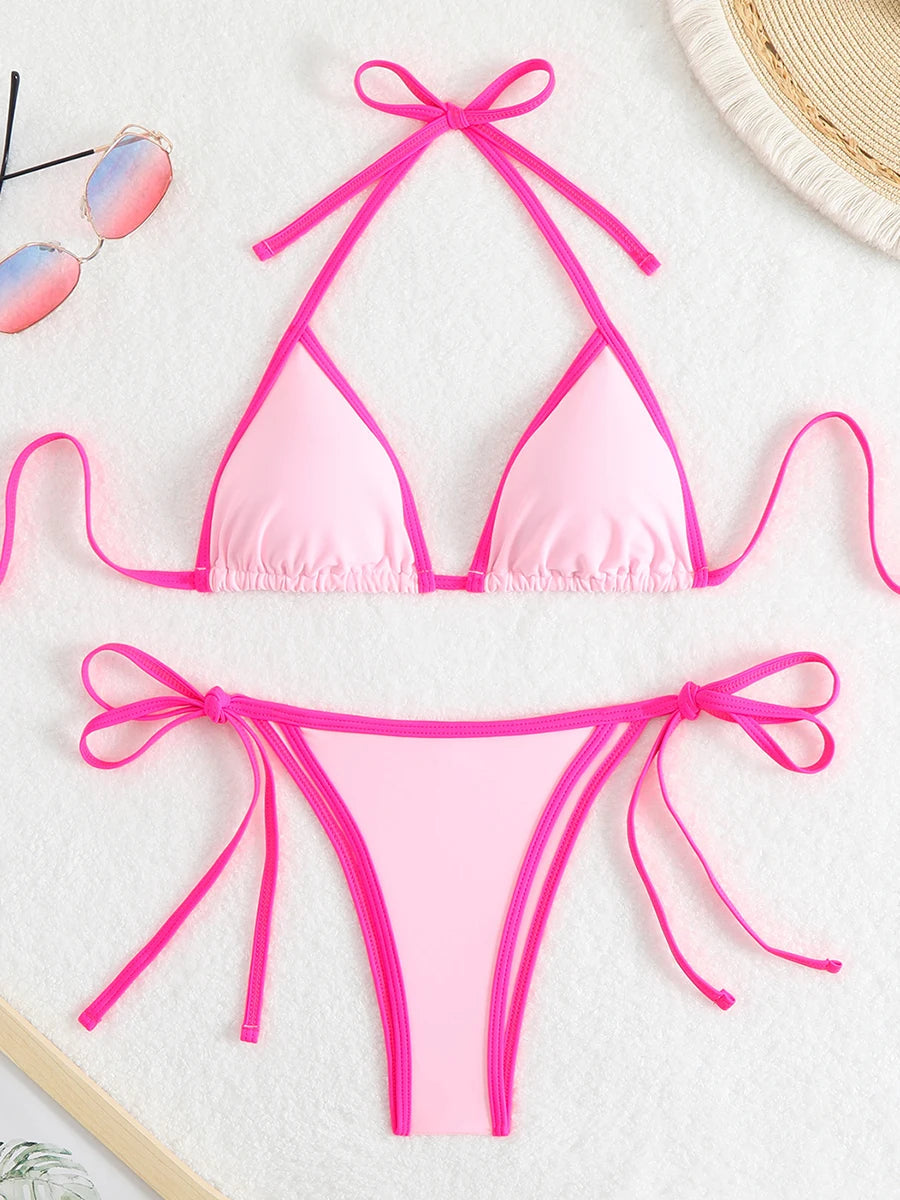 2 Piece Triangle Halter Bikini Swimsuit Women String Swimwear Bathers Bathing Swimming Swim Suit Beachwear The Clothing Company Sydney