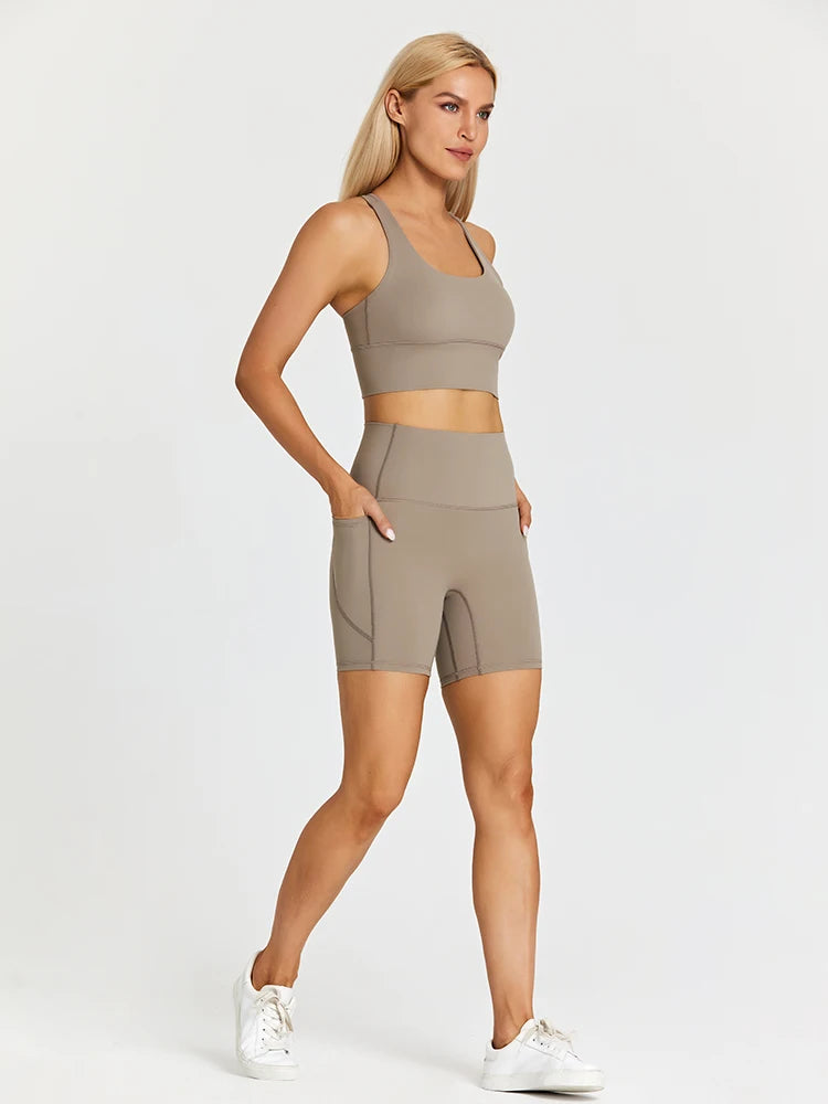 Yoga Shorts Set Women Fitness Suit 2 Piece Sports Gym Wear Workout Clothes Running Sportswear Sport Outfit The Clothing Company Sydney