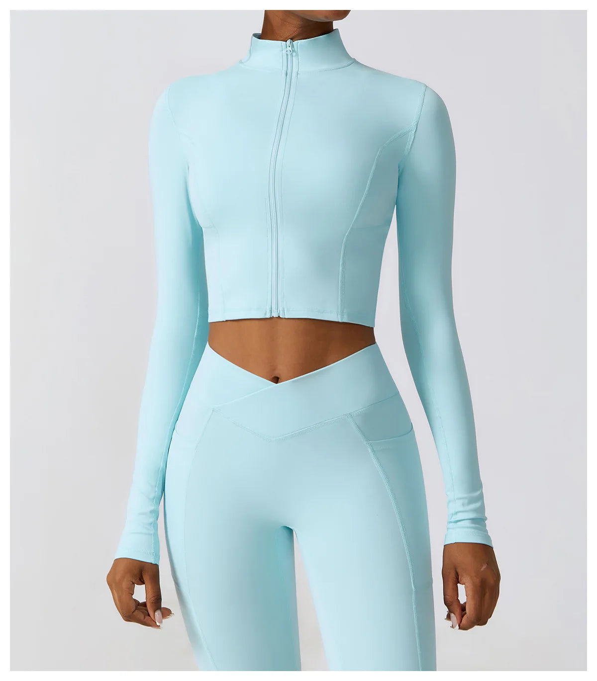 Women's High Elastic Crop Top Spandex Long Sleeve Yoga Shirts Sportswear Yoga Jacket Workout Gym Clothing Sports Clothes The Clothing Company Sydney