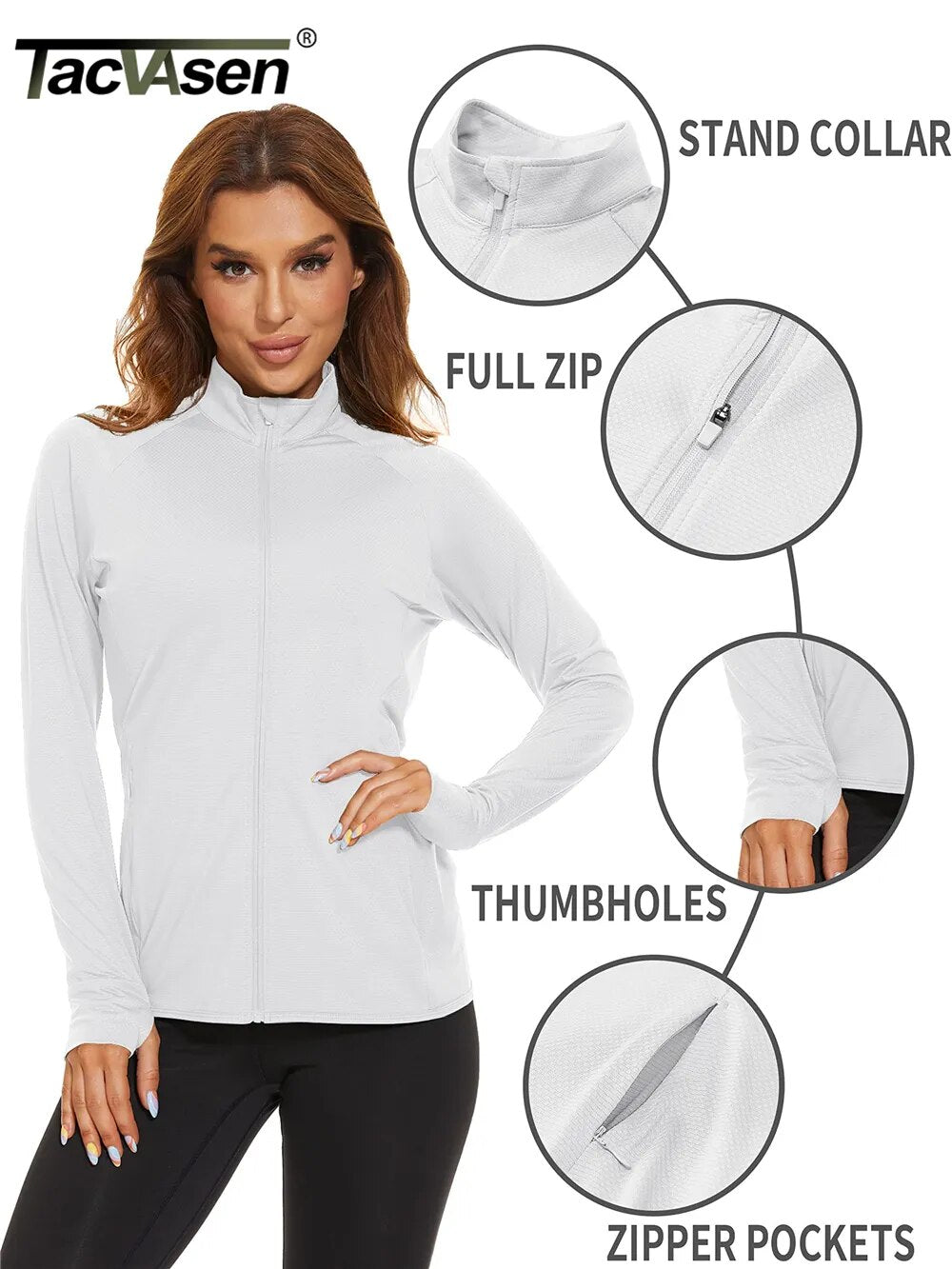 UPF 50+ Sun Protection Summer Shirts Women's Long Sleeve Shirts Full Zip Casual Jackets Zipper Pockets Golf Athlete Tops The Clothing Company Sydney
