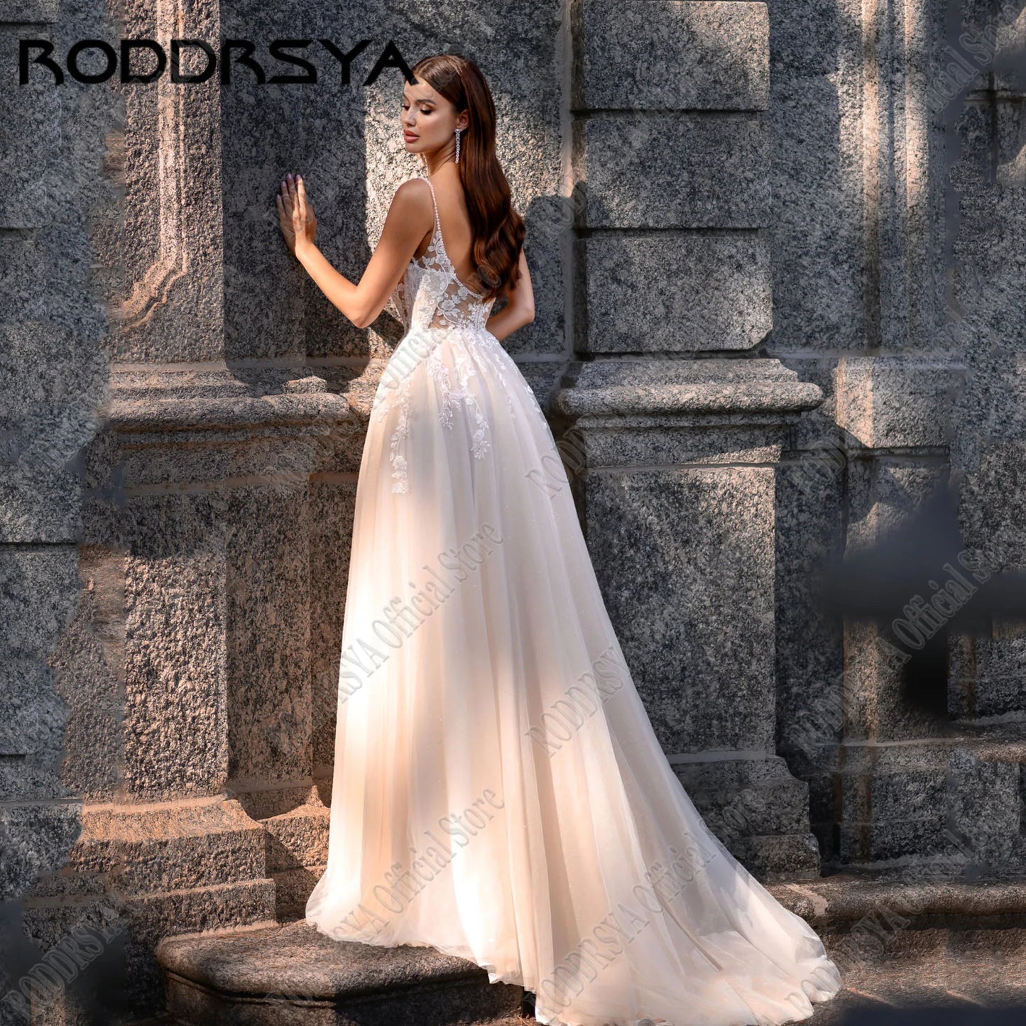 Boho Lace Applique A Line Wedding Dresses Side Split Backless Spaghetti Straps Bridal Gown Customized Bride Dresses The Clothing Company Sydney