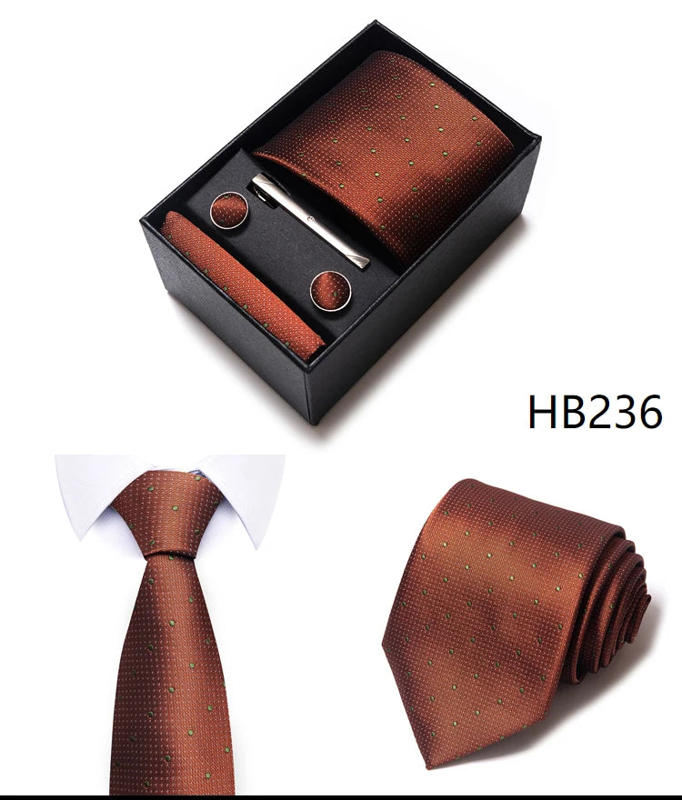 4 Piece Tie Handkerchief Cufflink Set For Men Necktie Holiday Gift Box Blue Gold Suit Accessories Slim Wedding Set The Clothing Company Sydney
