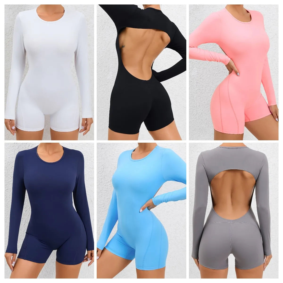 One Piece Women's Jumpsuit Long Sleeve Yoga Set Backless Bodysuit Fitness Quick-Dry Gym Clothing Workout Rompers Exercise Outfits - The Clothing Company Sydney