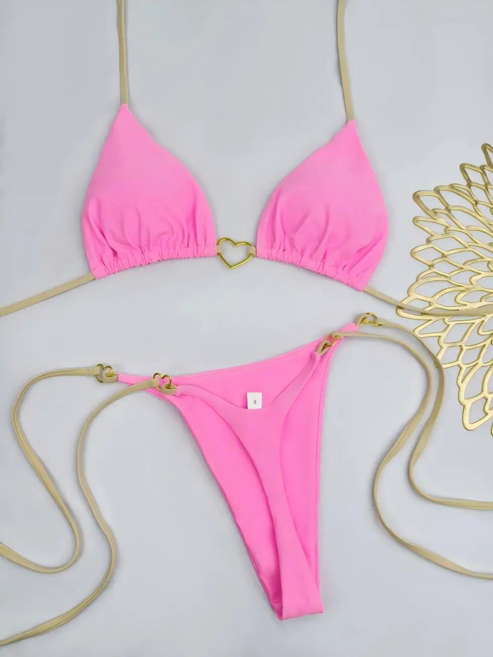 Women's White Bikini Low Waist Lace-up Swimsuit Two-piece Set Swimwear - The Clothing Company Sydney