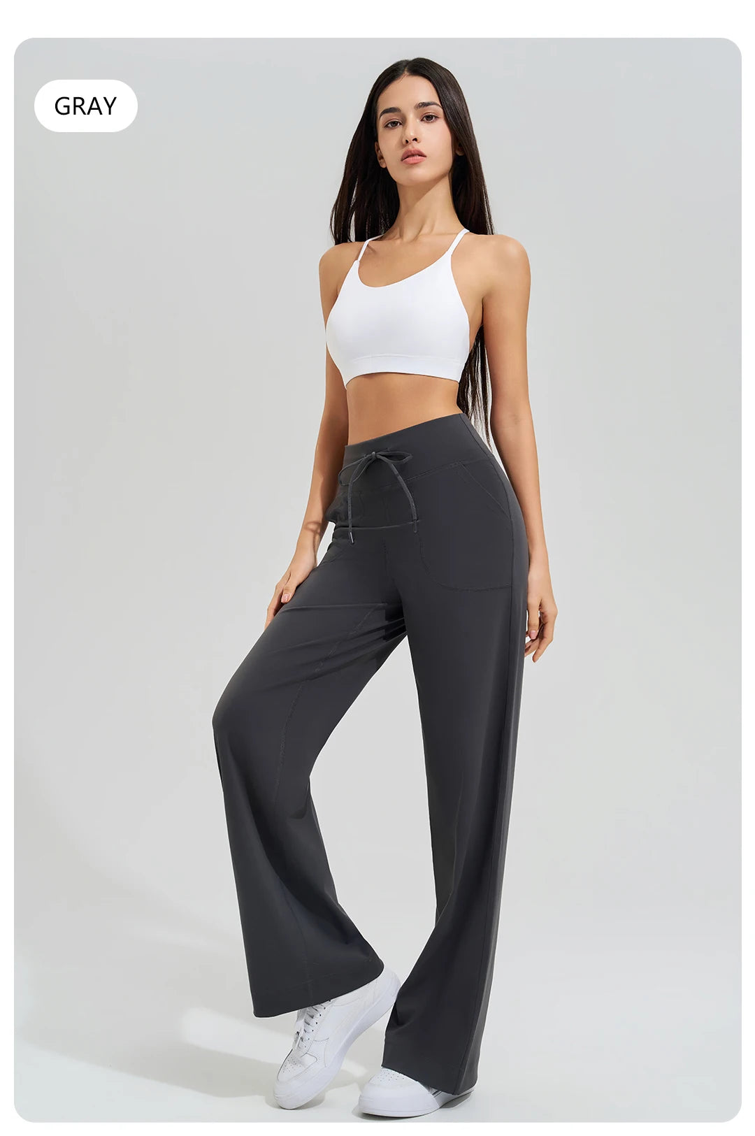 Women's High Waist Yoga Pants Gym Loose Running Yoga Pants Double Side Brushed with Pockets Pants Ties The Clothing Company Sydney