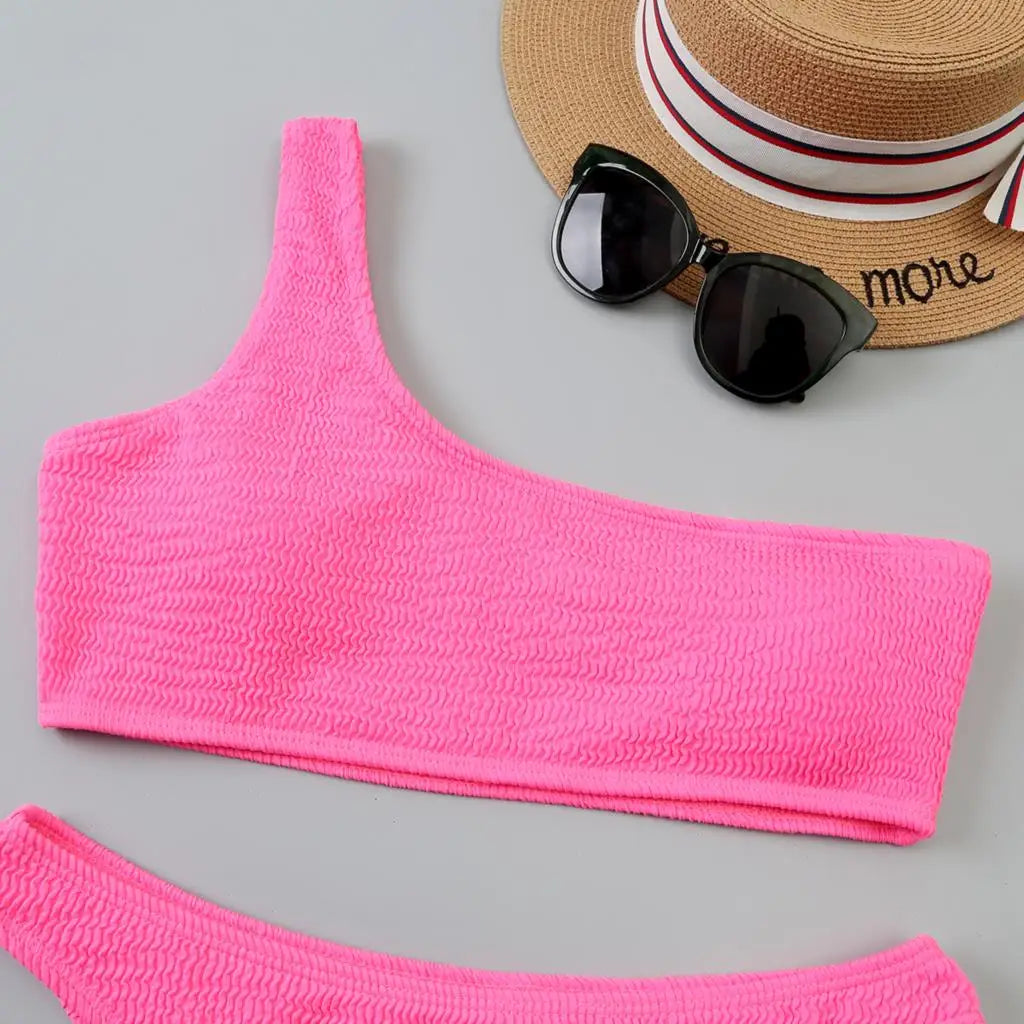 One Shoulder Bikini Women Swimwear Swimsuit Solid Beachwear Bathers Bathing Suit The Clothing Company Sydney