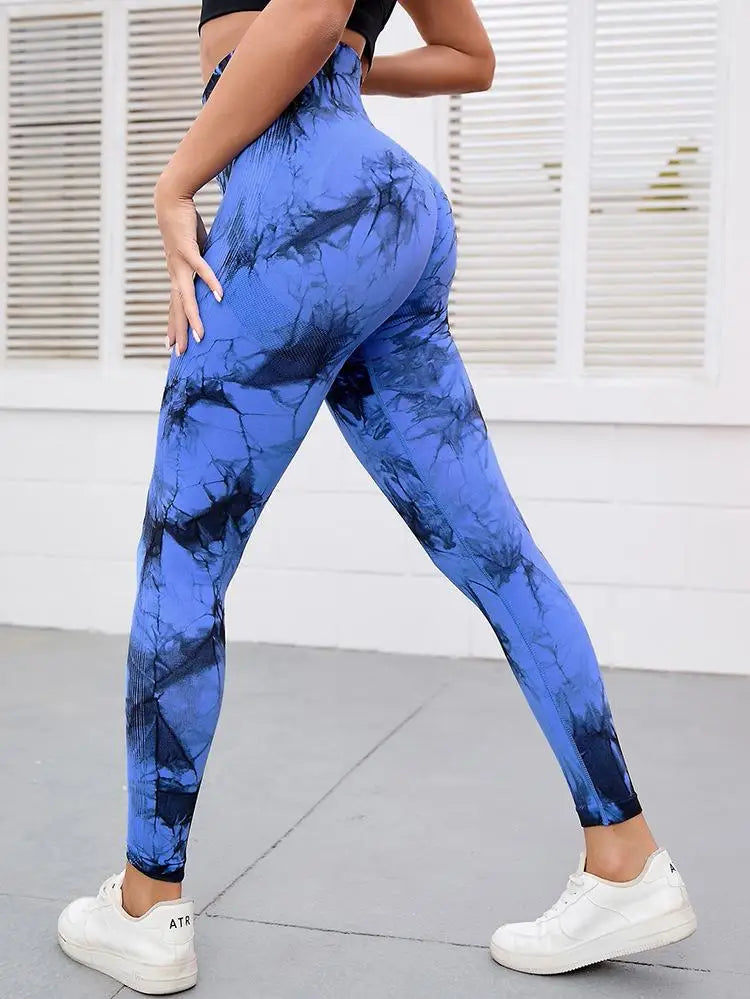 Hip Lifting Seamless Fitness Gym Leggings Tie-Dye Yoga Pants Women's Exercise Tights High Waist Workout Pants The Clothing Company Sydney