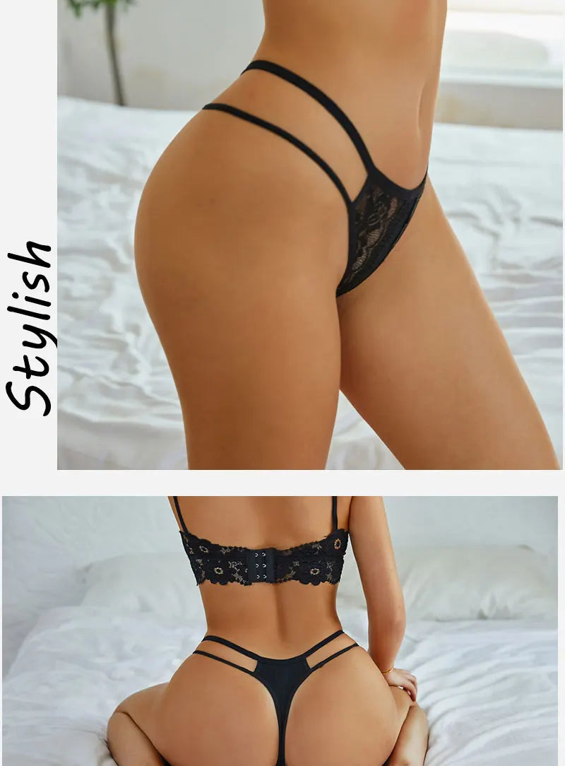 3 Pack Lace Hollow Out Thongs Women Panties Low Waist Transparent G-String Underwear Breathable Intimates Lingerie - The Clothing Company Sydney