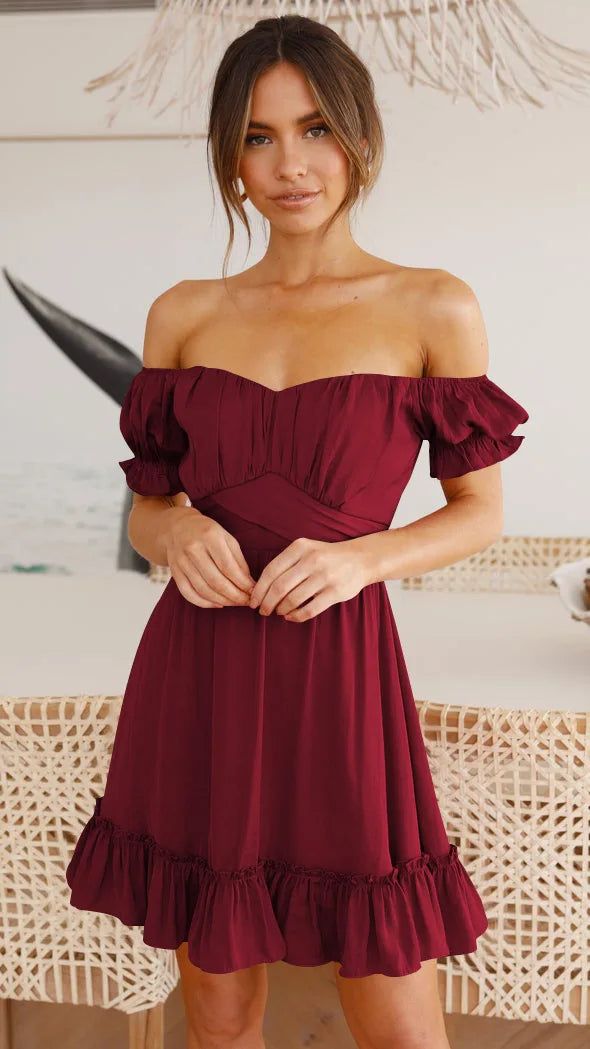 Summer Sundersses White Short Sleeve Ruffles Lace Up Folds Mini Dresses Bohemian Party Beach Dress - The Clothing Company Sydney