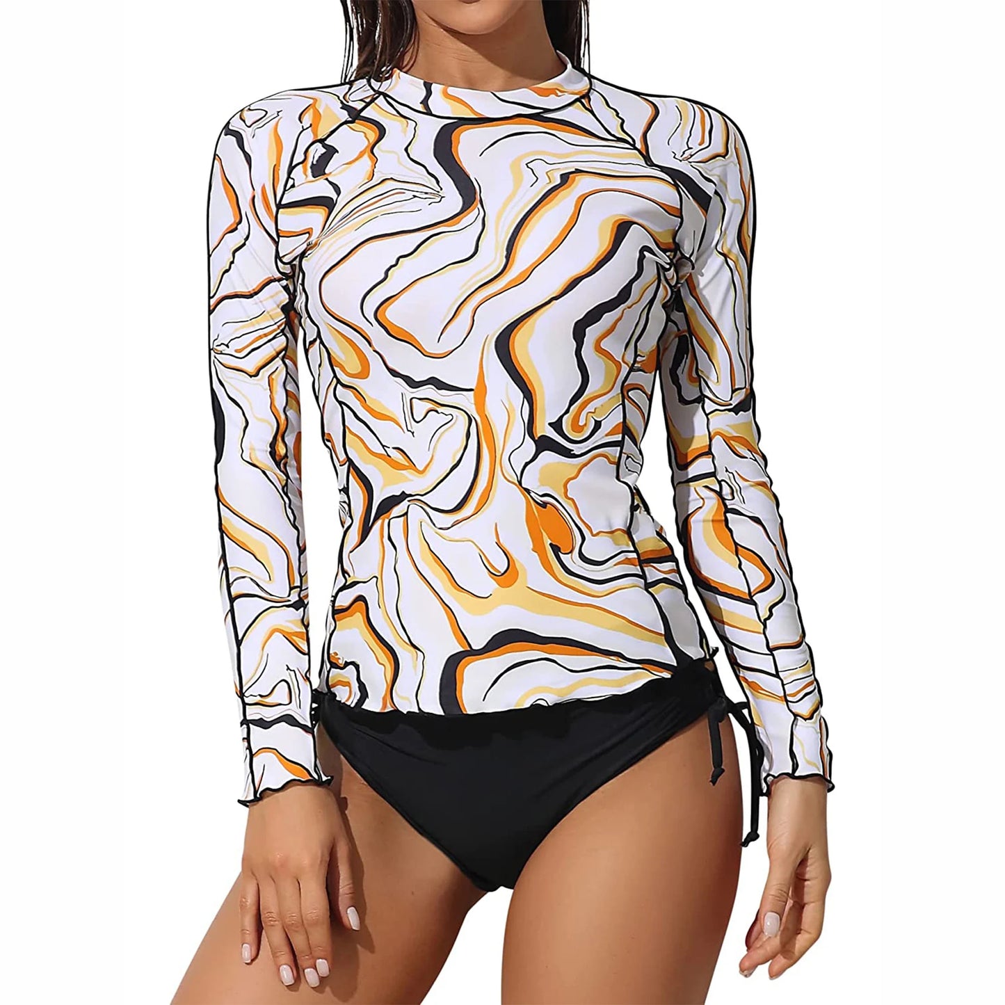 Women's Long Sleeve Rash Guard Shirts Swimwear Rash Guard Top Surf Top Tie Dye Printing Close-fitting Shirt UPF 50+ Top The Clothing Company Sydney